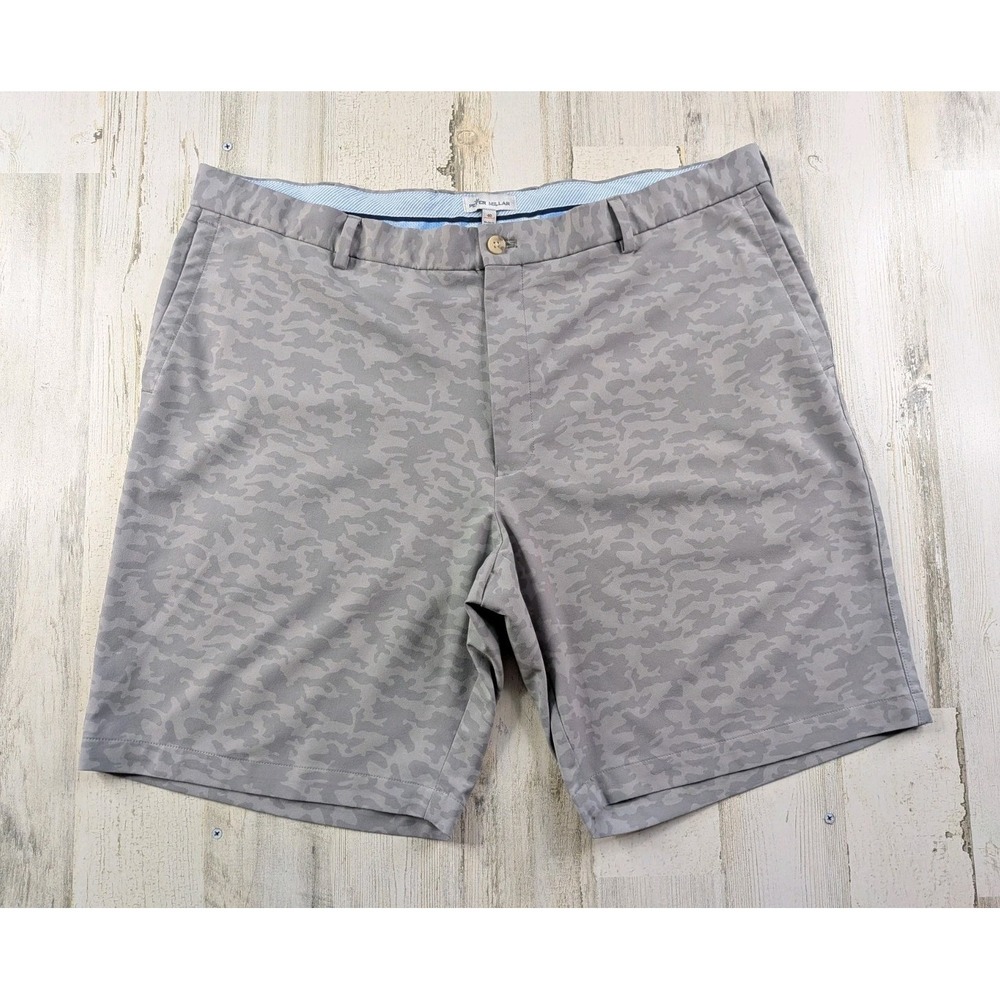 Peter Millar Shorts Mens 40 Gray Carrboro Camo Performance Stretch 9" Inseam